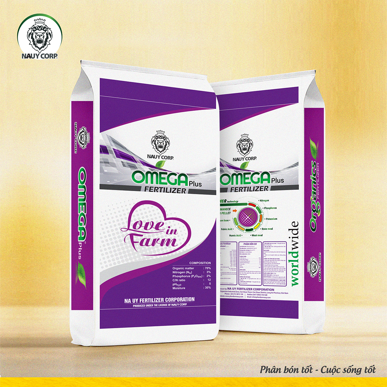 PHÂN BÓN HỮU CƠ NỞ HIỆU SUẤT CAO NA UY OMEGA PLUS